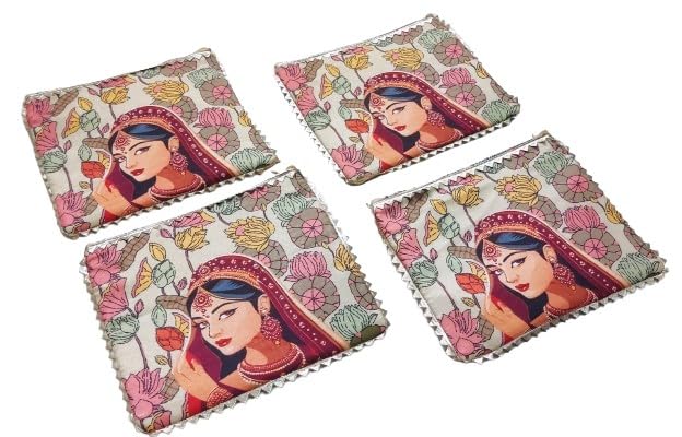 Handmade printed give away pouches, set of 10 pieces with zipper